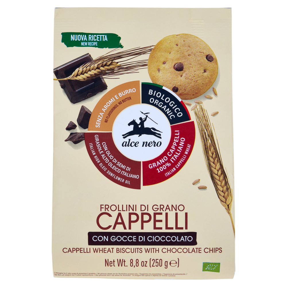 alce nero Frollino di Grano Cappelli con Gocce di Cioccolato 250 g