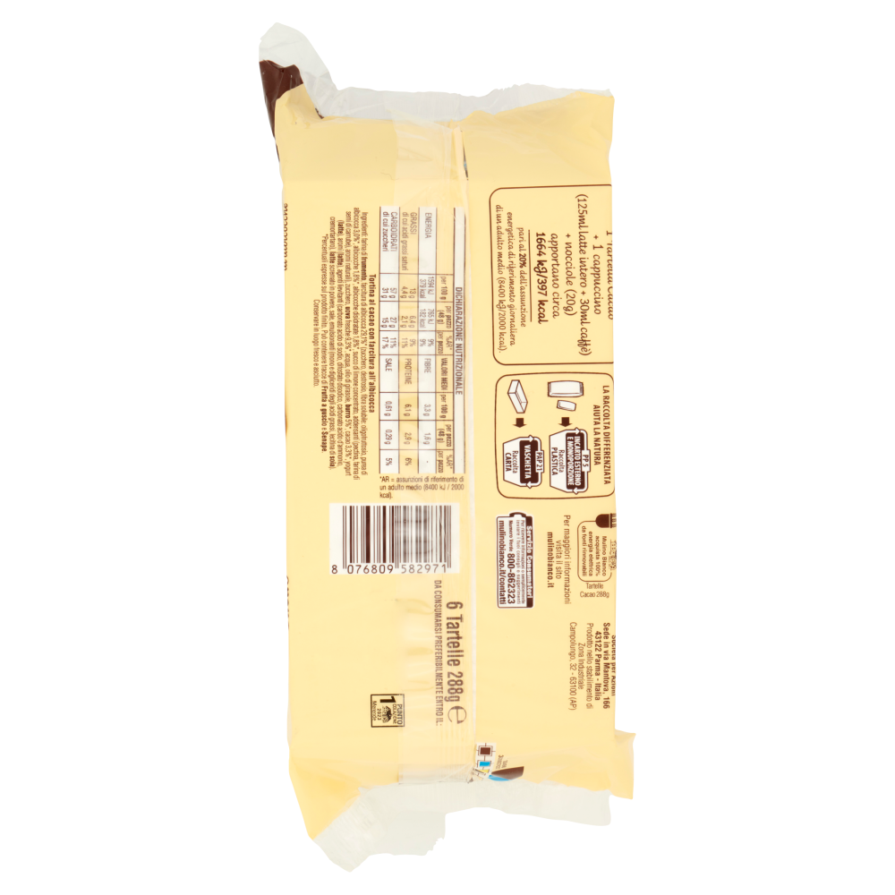 Mulino Bianco Tartelle Cacao con confettura di albicocche 6 pezzi 288g