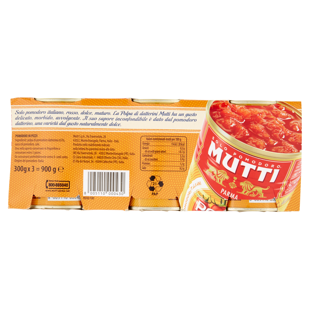 Mutti Polpa Datterini in Pezzi 3 x 300 g