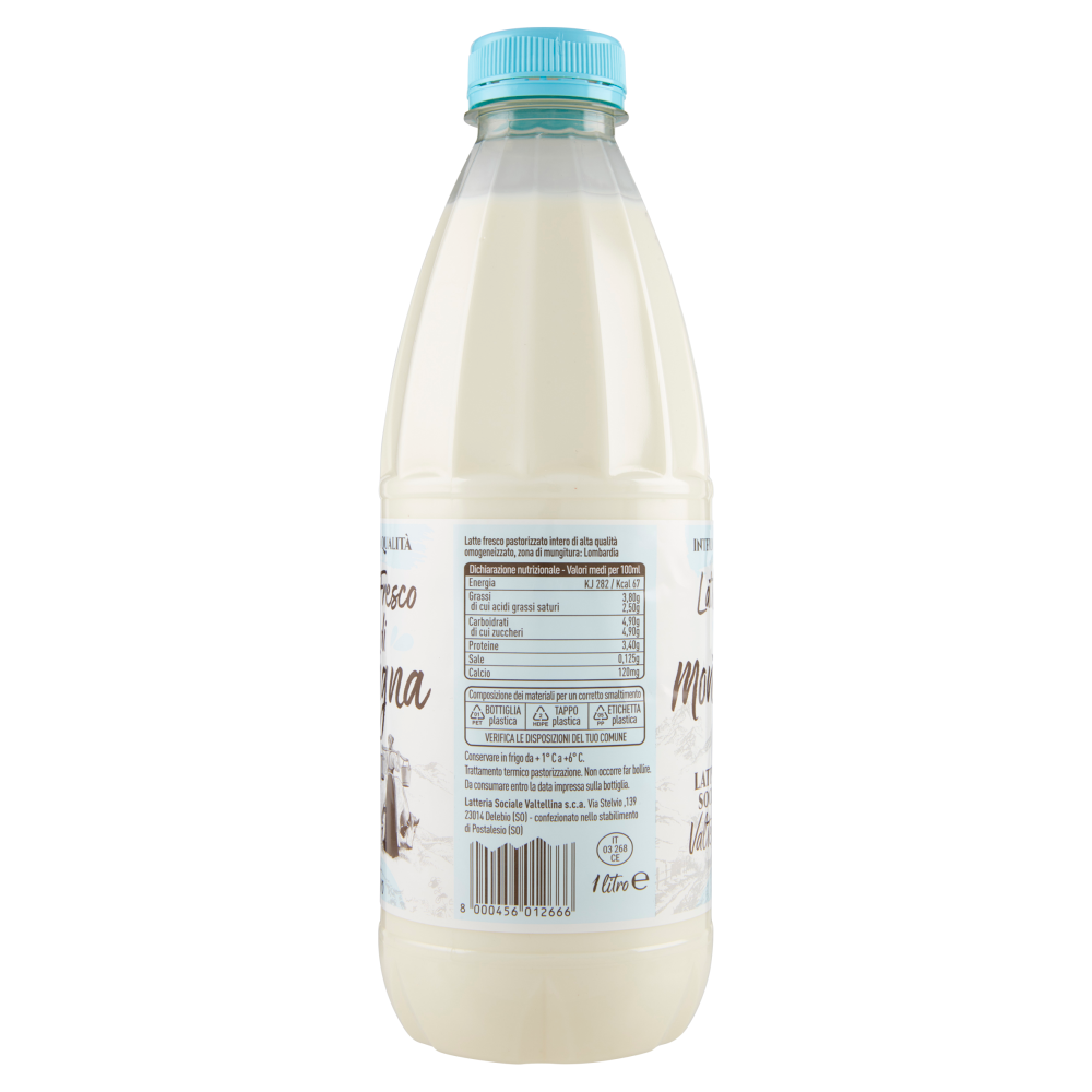 Latteria Sociale Valtellina Latte Fresco di Montagna Intero Alta Qualit&agrave; 1 litro