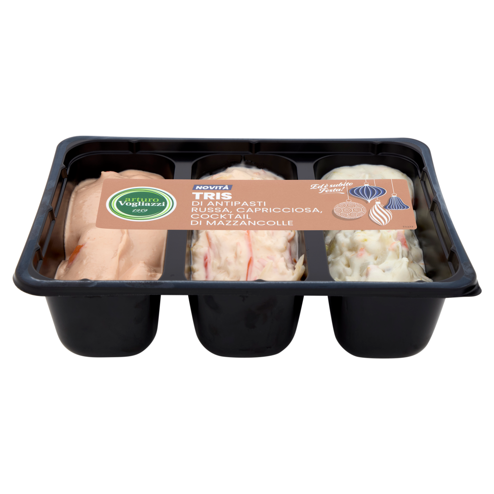 arturo Vogliazzi Tris di Antipasti Russa, Capricciosa, Cocktail di Mazzancolle 450 g