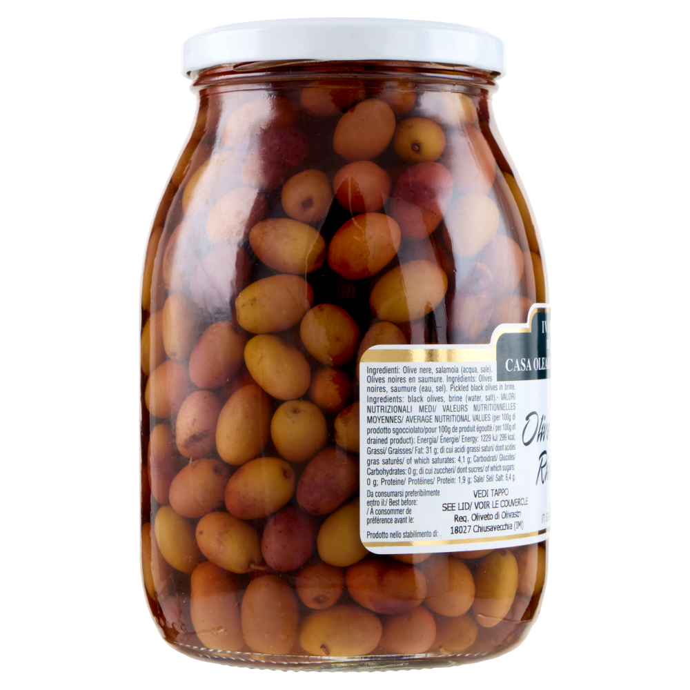I Vaselli della Casa Olearia Taggiasca Olive Nere Riviera in salamoia 1100 g