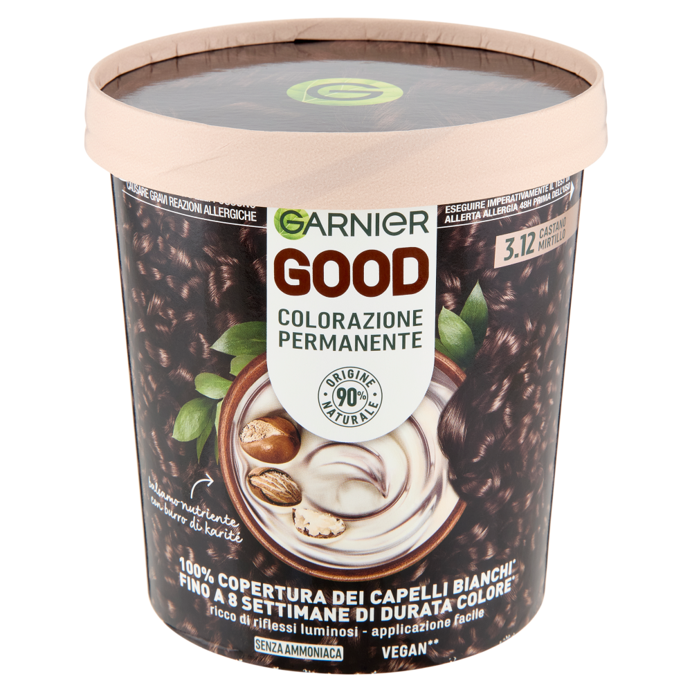 Garnier GOOD 3.12 Castano Mirtillo, colorazione permanente senza ammoniaca, 90% di origine naturale