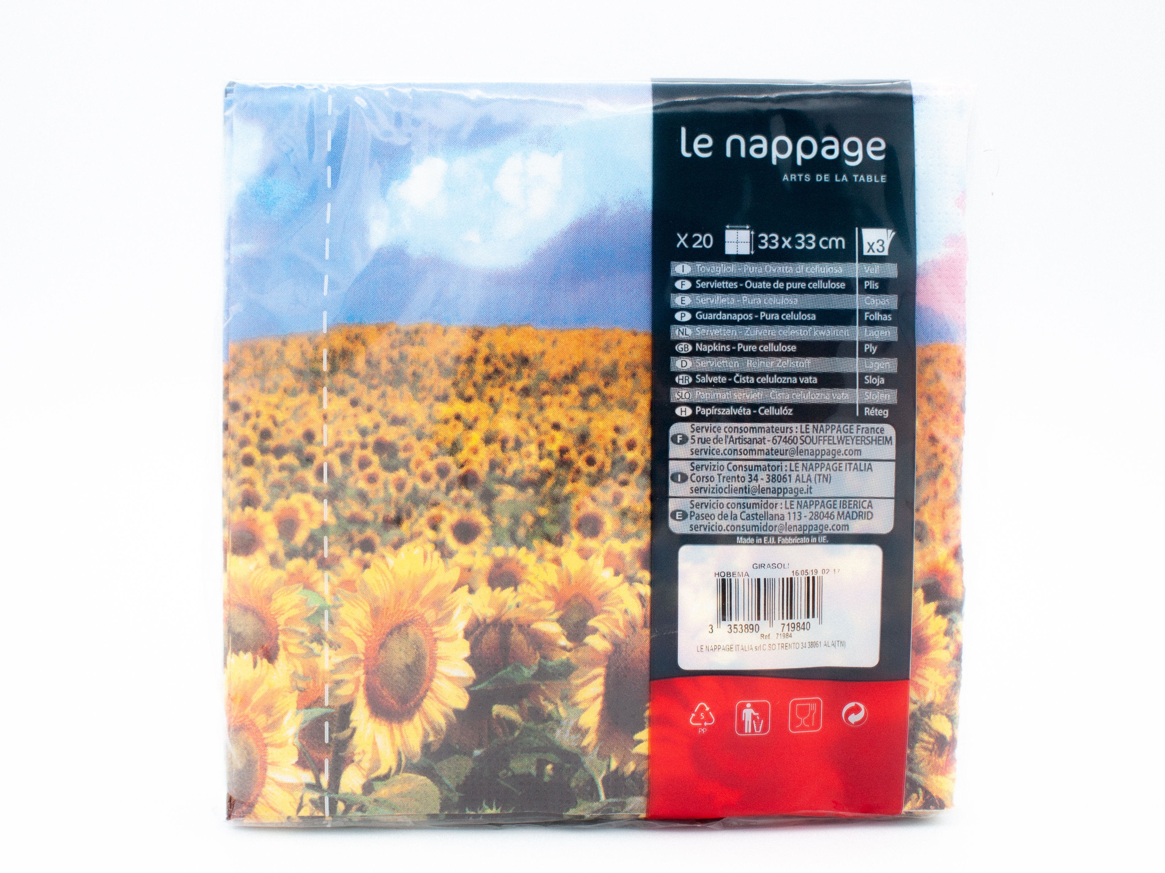 20 tovaglioli 33x33 3 veli Girasoli 