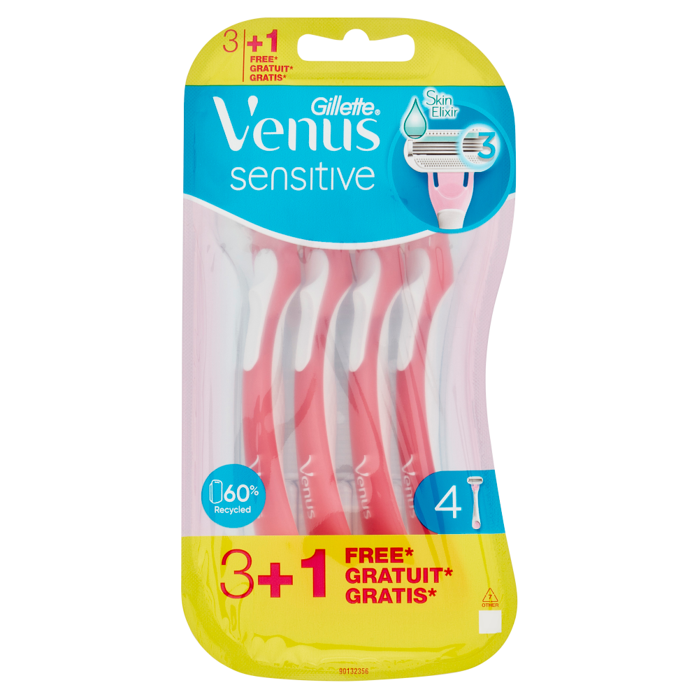 Gillette Rasoio da Donna Usa e Getta Venus Sensitive - 3 Rasoi + 1 Gratis = 4 Rasoi
