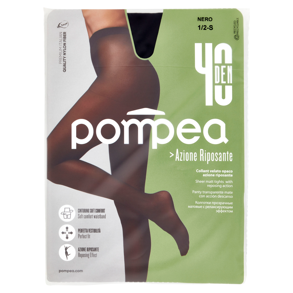 pompea Azione Riposante Collant velato opaco azione riposante 40 Den 1/2-S Nero