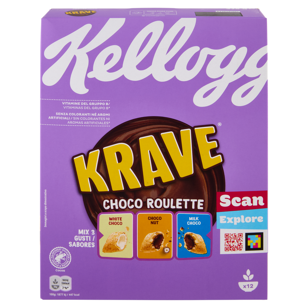 Kellogg's Krave Choco Roulette White Choco - Choco Nut - Milk Choco 375 g