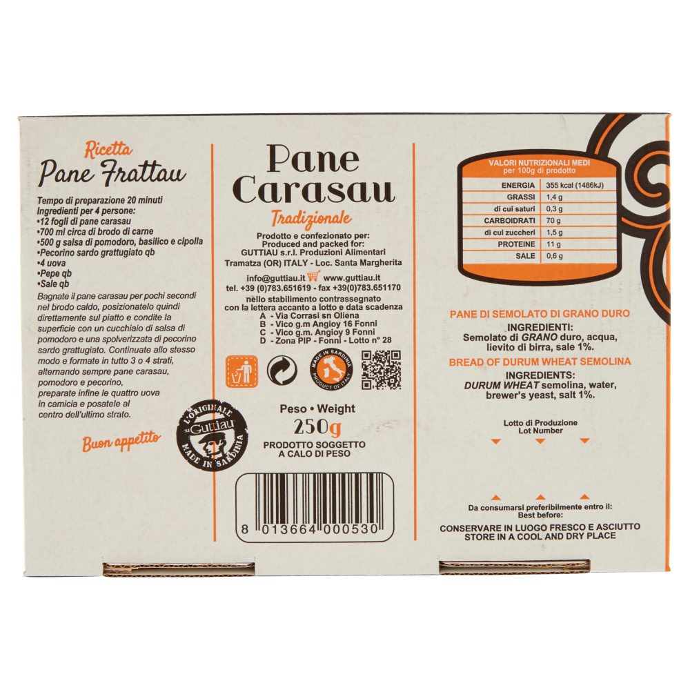 Su Guttiau Pane Carasau Tradizionale 250 g