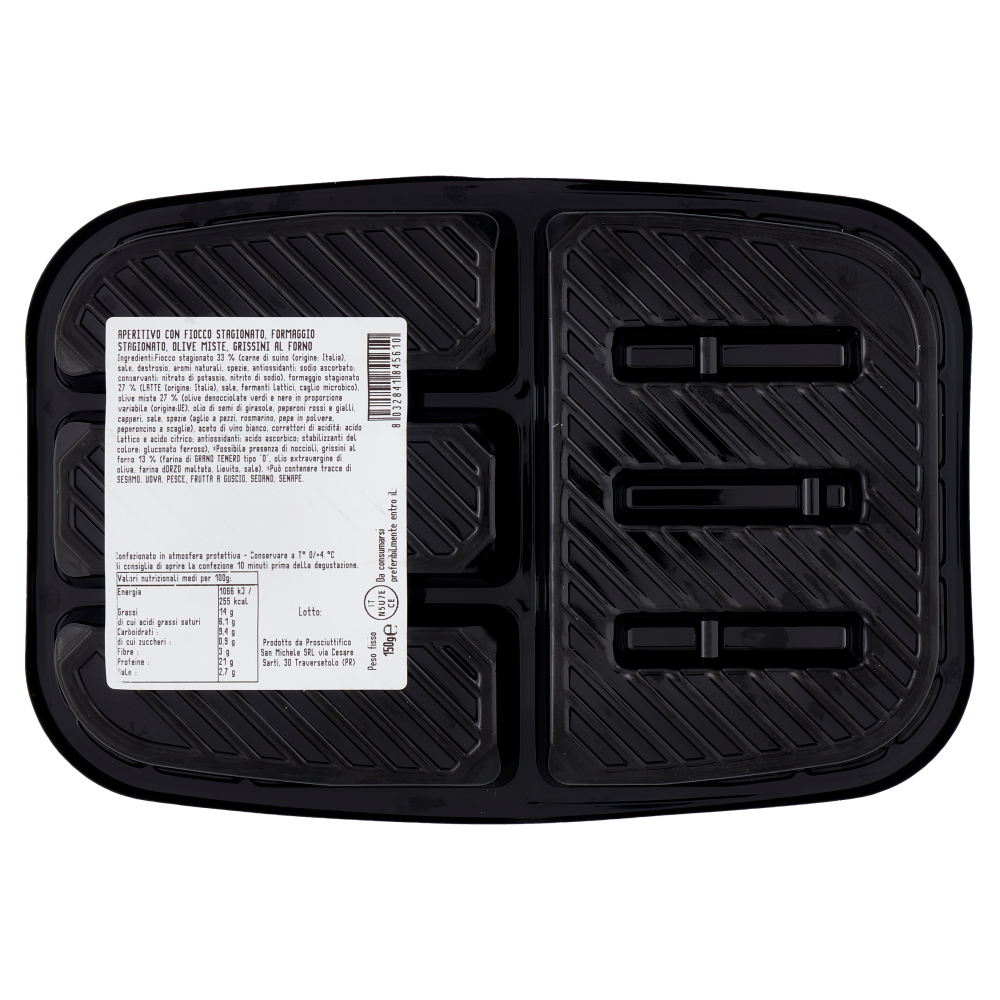 Terre Ducali Aperitiamo Fiocco di Prosciutto - Formaggio - Grissini - Olive 150 g