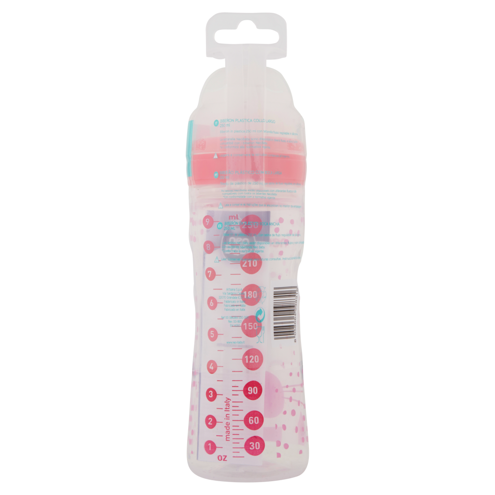 neo Baby Biberon Plastica Collo Largo 250ml 2m+