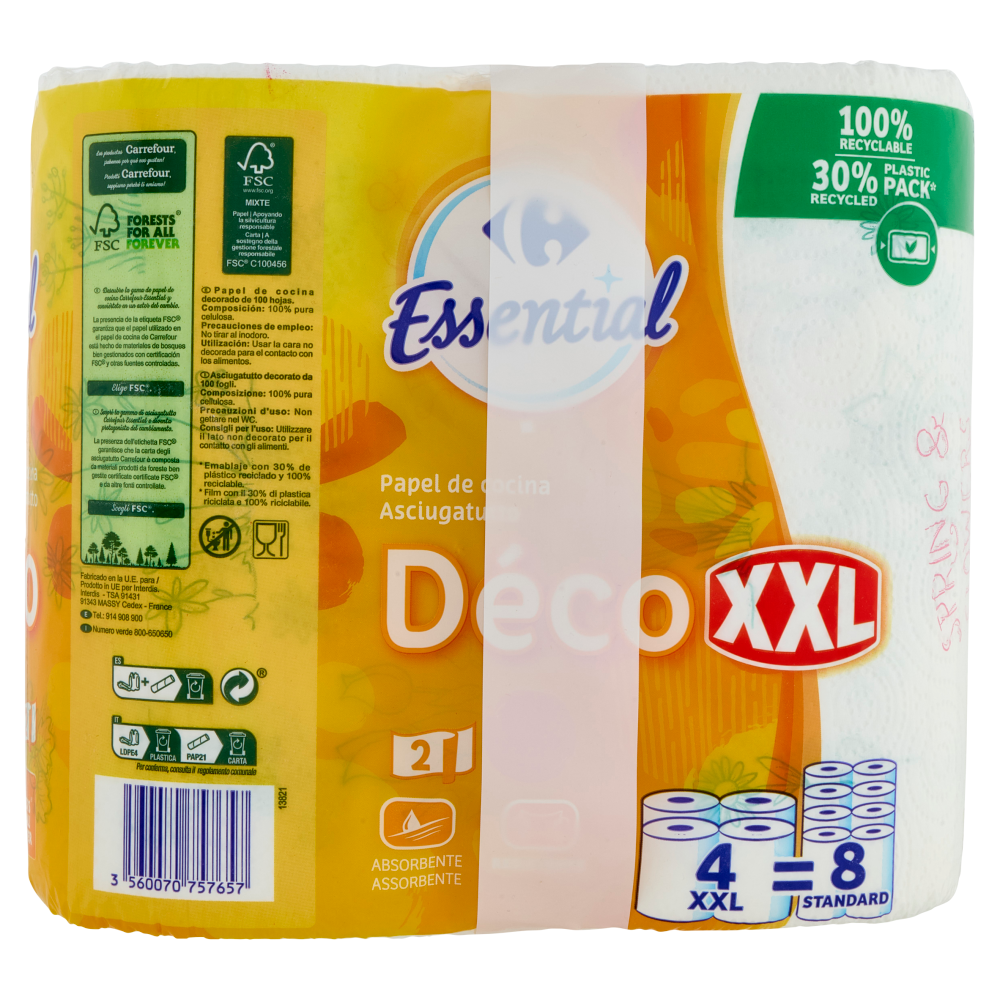 Carrefour Essential Asciugatutto Déco XXL 4 pz