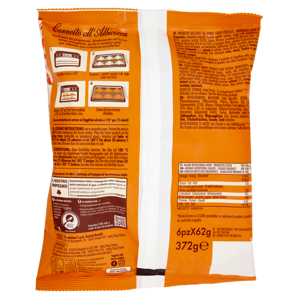 Tre Marie Cornetto all'Albicocca 6 x 62 g