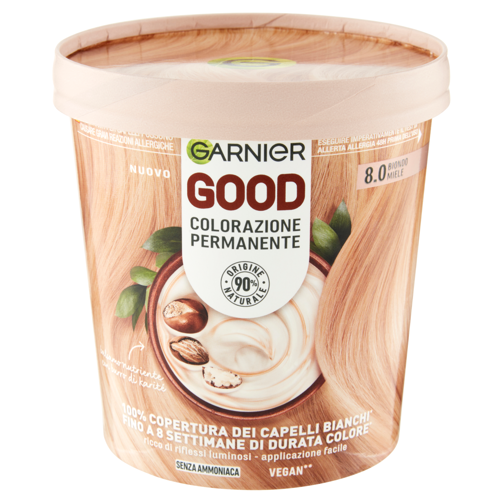 Garnier GOOD 8.0 Biondo Miele, colorazione permanente senza ammoniaca, 90% di origine naturale
