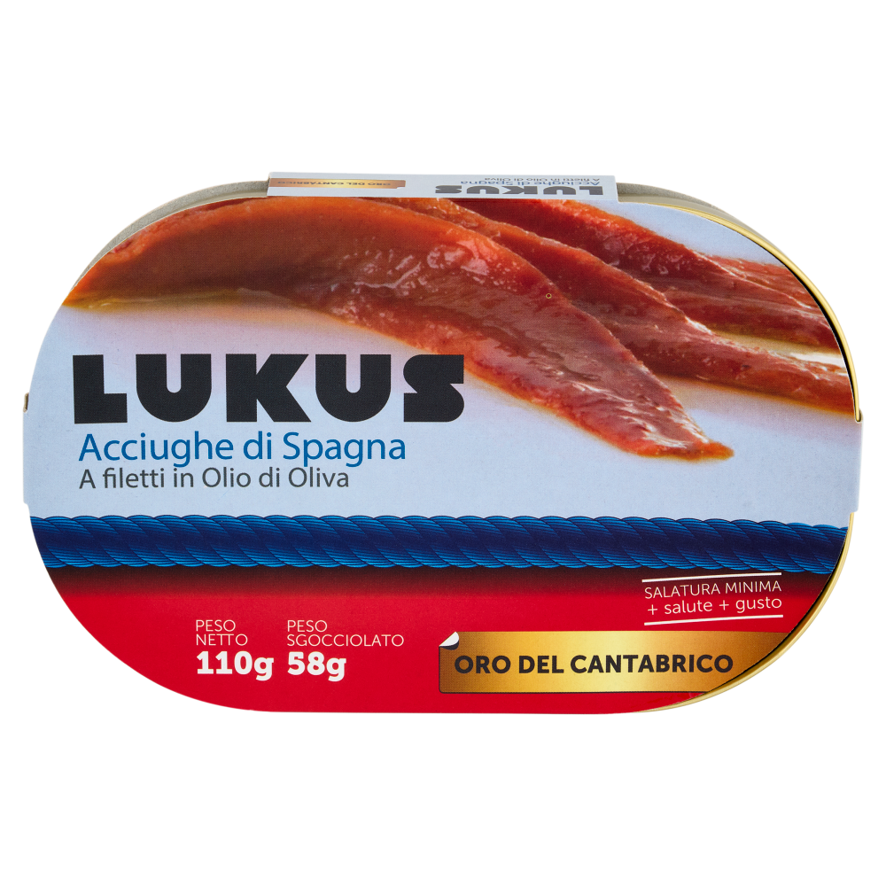 Lukus Acciughe di Spagna a Filetti in Olio di Oliva 110 g