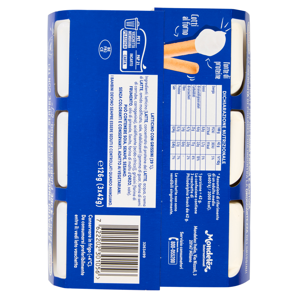 Philadelphia Snack - Cremoso Philadelphia e Fragranti Grissini Cotti al Forno- 3x42g