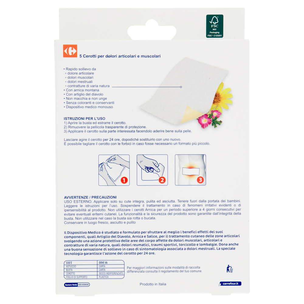 Carrefour Arnica Cerotti per dolori articolari e muscolari 5 pz