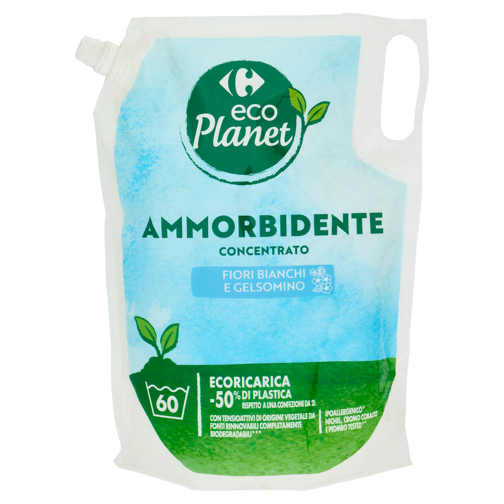 Carrefour eco Planet Ammorbidente Concentrato Fiori Bianchi e Gelsomino Ecoricarica 1,5 L