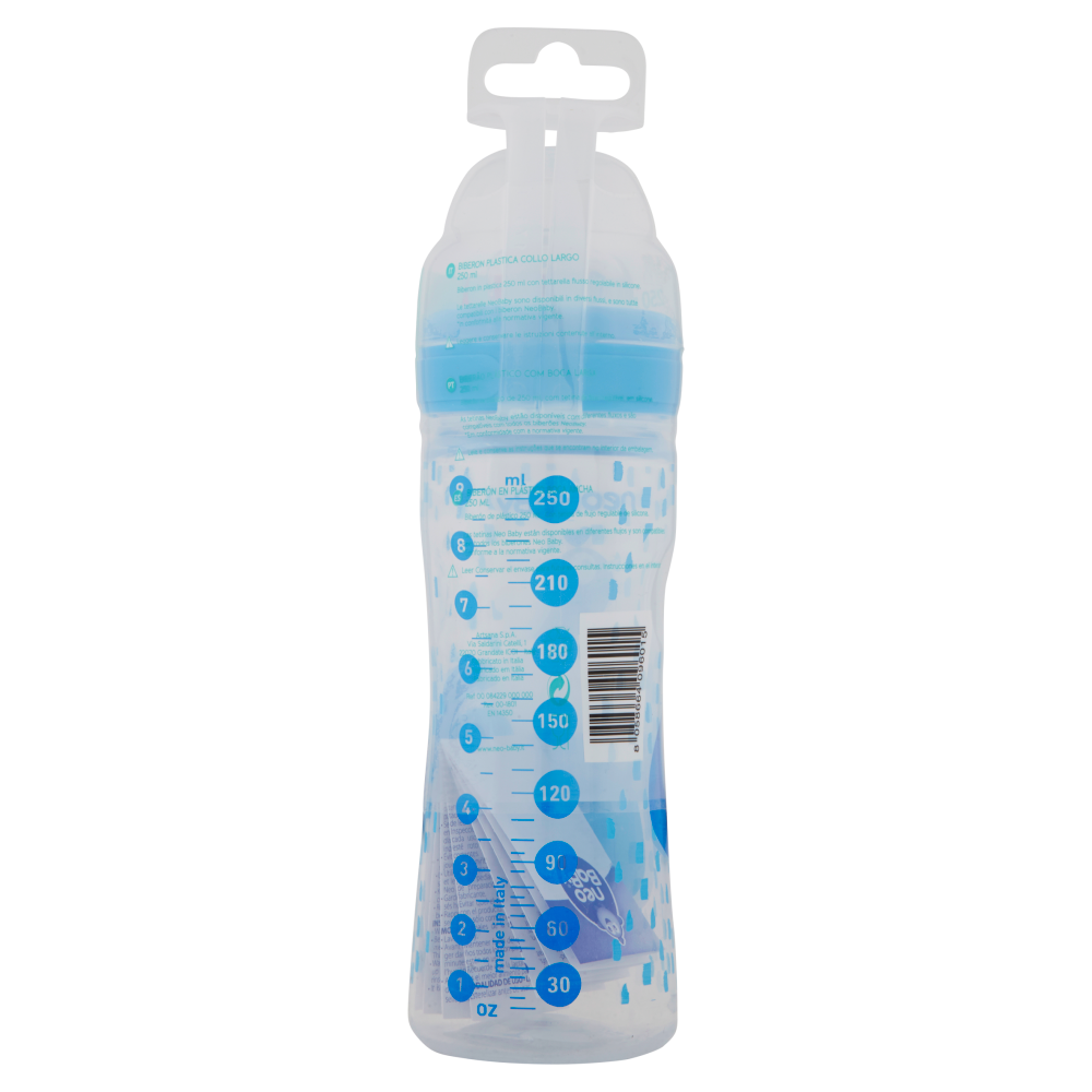 neo Baby Biberon Plastica Collo Largo 250ml 2m+