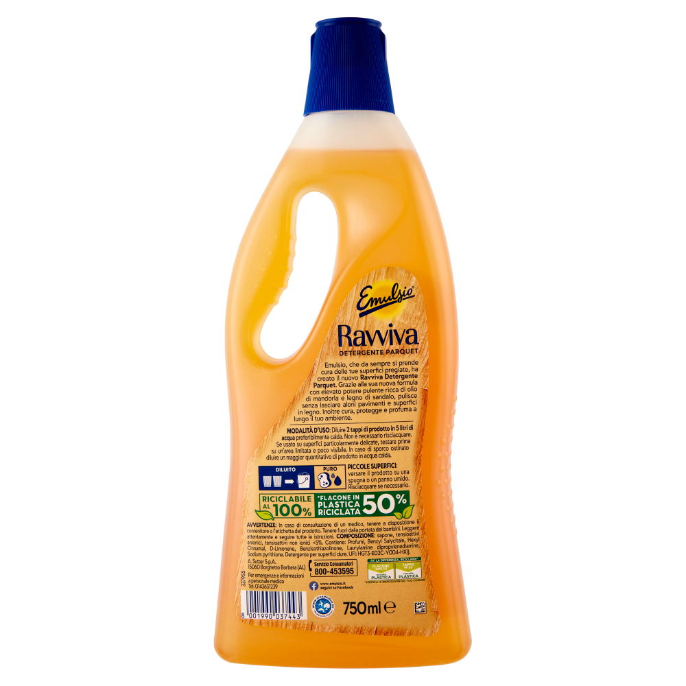Emulsio Ravviva Detergente Parquet Olio di Mandorla e Legno di Sandalo 750 ml