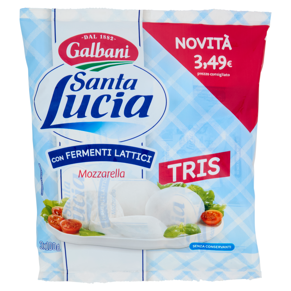 Galbani Santa Lucia Mozzarella con Fermenti Lattici Tris 3 x 100 g