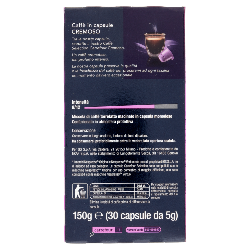 Carrefour Selection Cremoso Intensità 9 Capsule 30 x 5 g