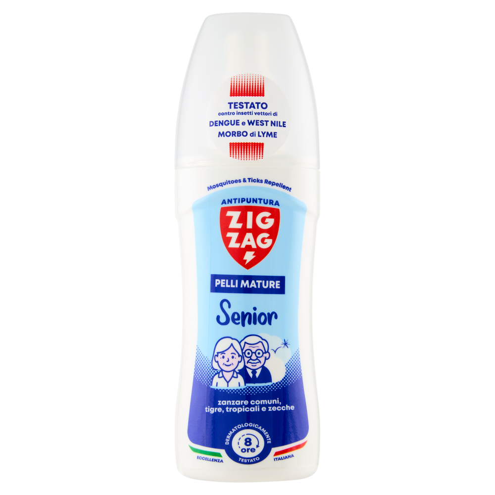 Zig Zag Antipuntura Pelli Mature Senior zanzare comuni, tigre, tropicali e zecche 100 ml