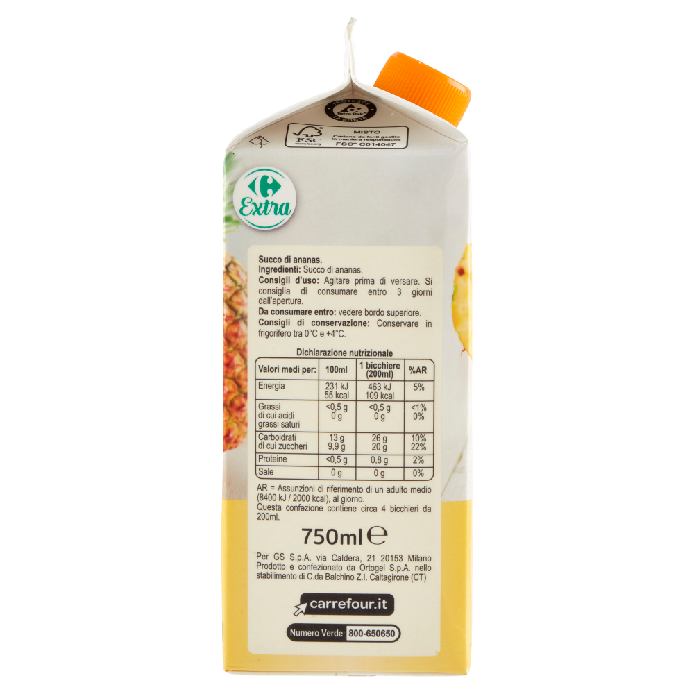 Carrefour Extra Spremuta Ananas 750 ml