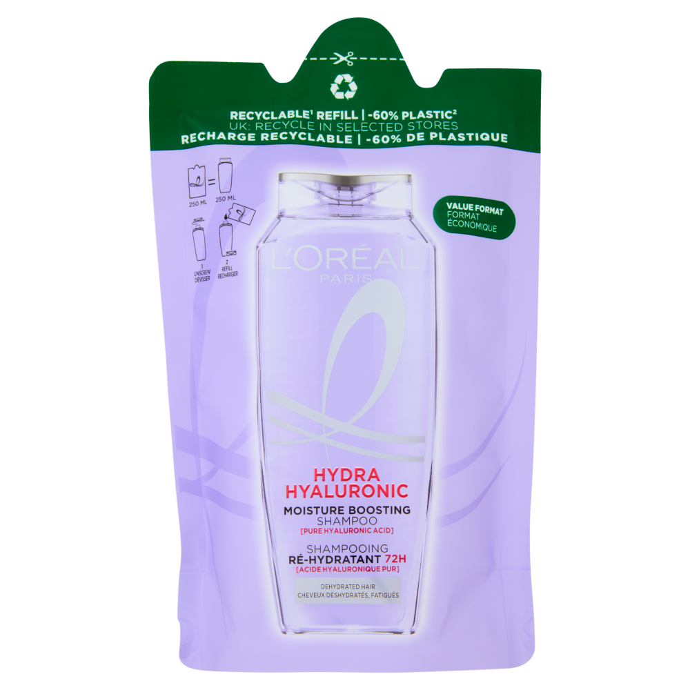L'Or&eacute;al Paris Hydra Hyaluronic Eco-Ricarica Shampoo per Capelli Disidratati 250 ml
