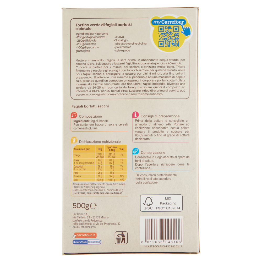 Carrefour Fagioli borlotti 500 g