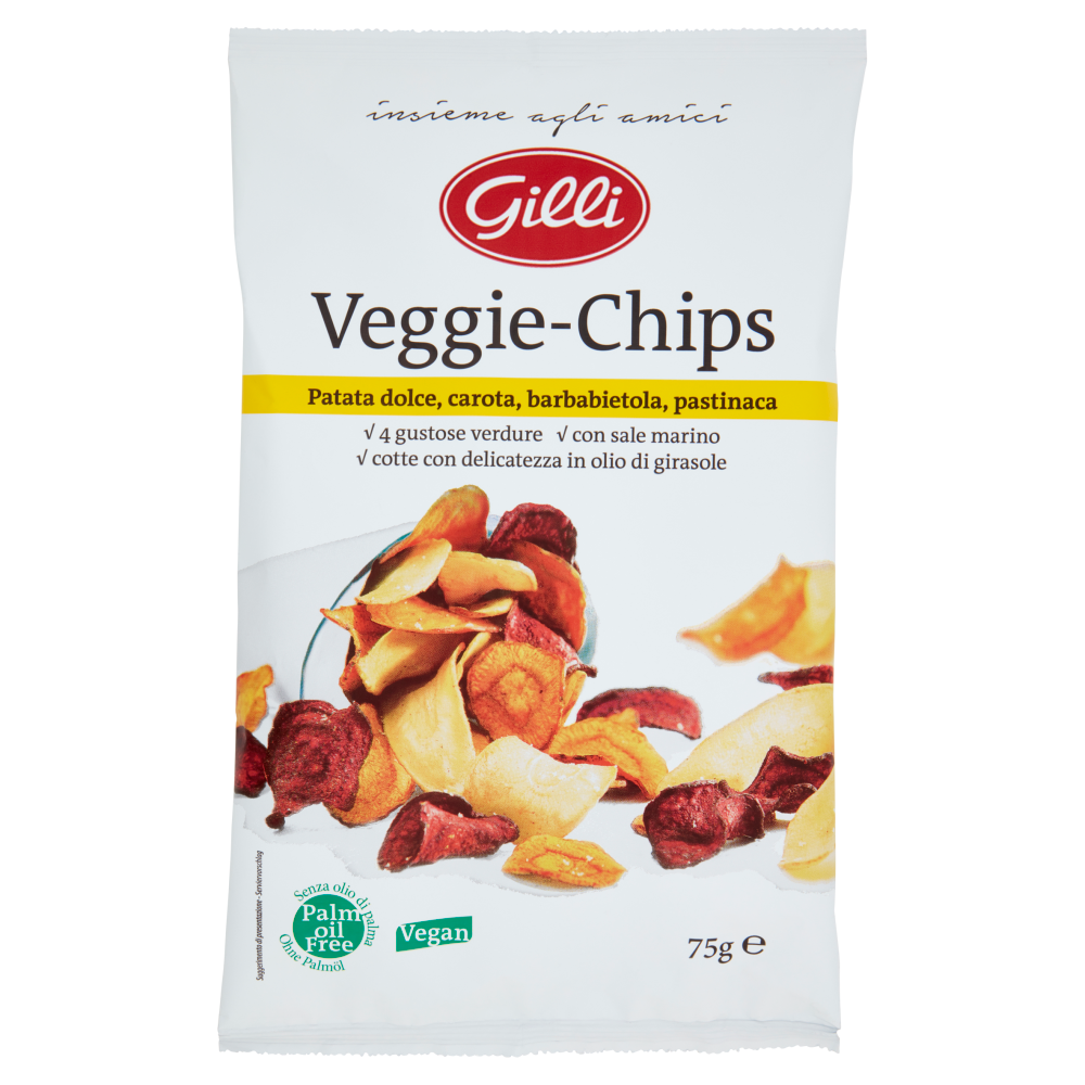 Gilli Veggie-Chips Patata dolce, carota, barbabietola, pastinaca 75 g