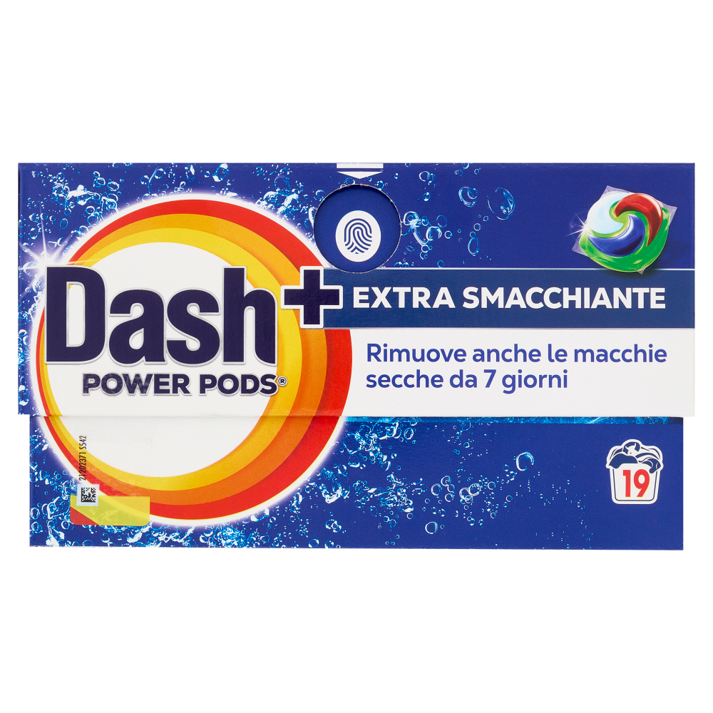 Dash Power Pods Detersivo Lavatrice In Capsule, Azione Extra-Smacchiante, 19 Lavaggi 442,7 g