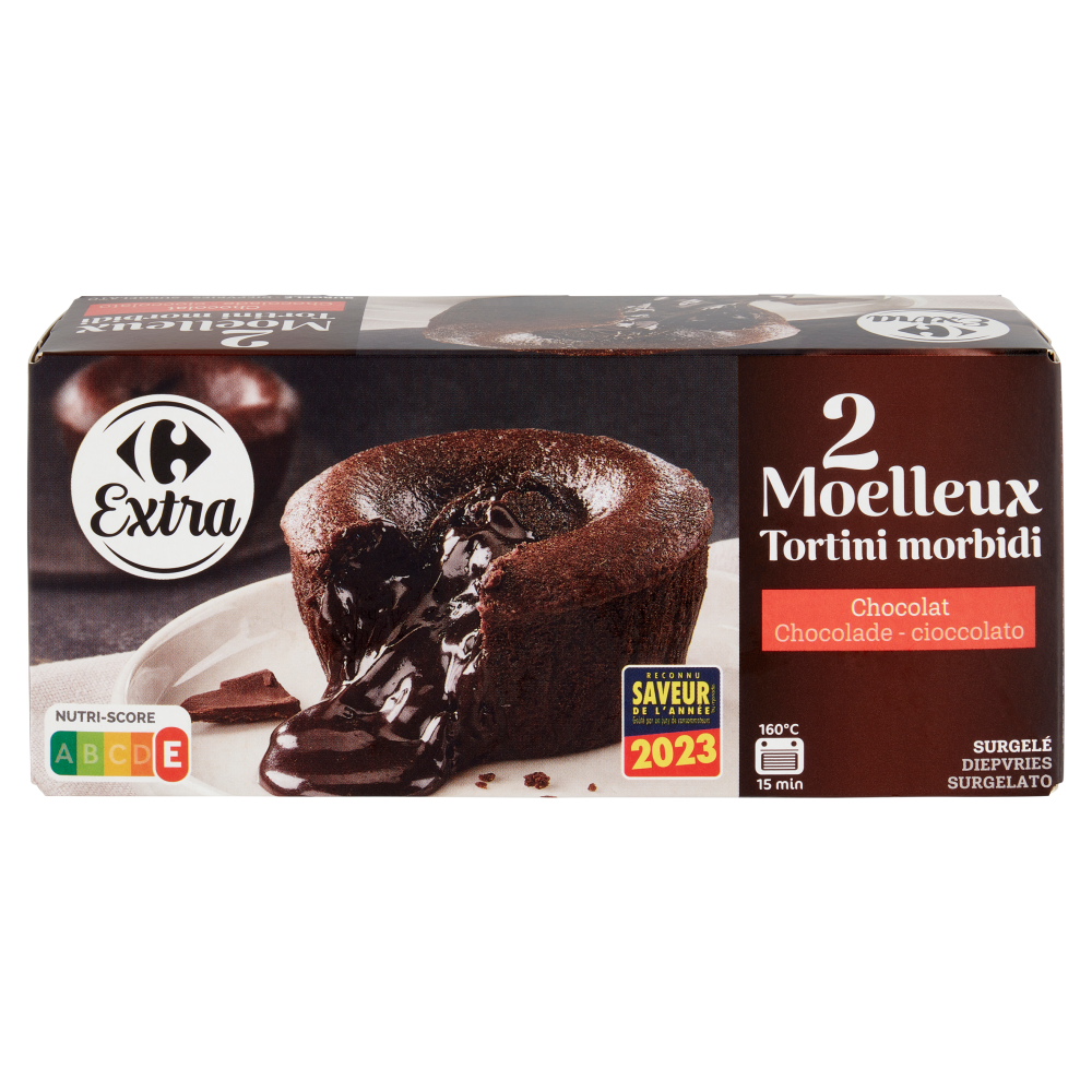 Carrefour Extra Tortini morbidi cioccolato Surgelato 2 x 95 g