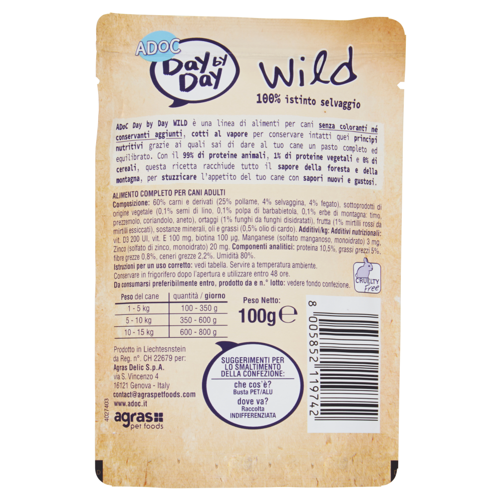 ADoC Day by Day Wild con Selvaggina ed erbe di montagna 100 g