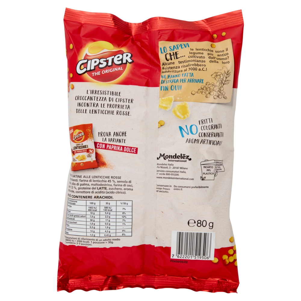 Cipster The Original Chips di Lenticchie Rosse al Sale - 80g