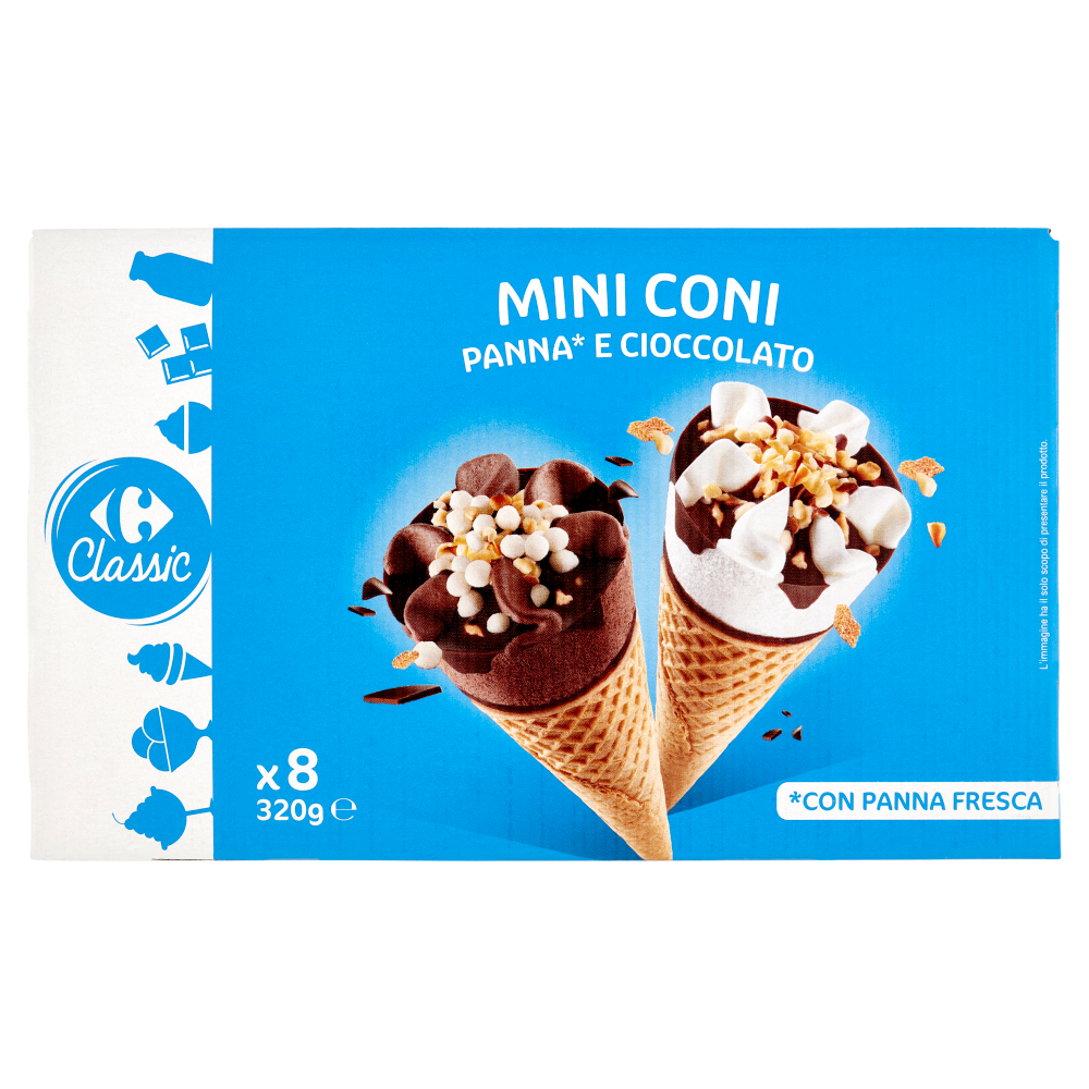 Carrefour Classic Mini Coni Panna* e Cioccolato 8 x 43,5 g