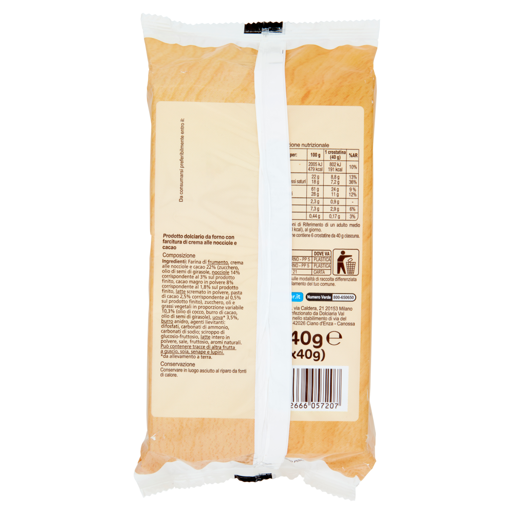 Carrefour Original Crostatine con Crema di Nocciole e Cacao 6 x 40 g