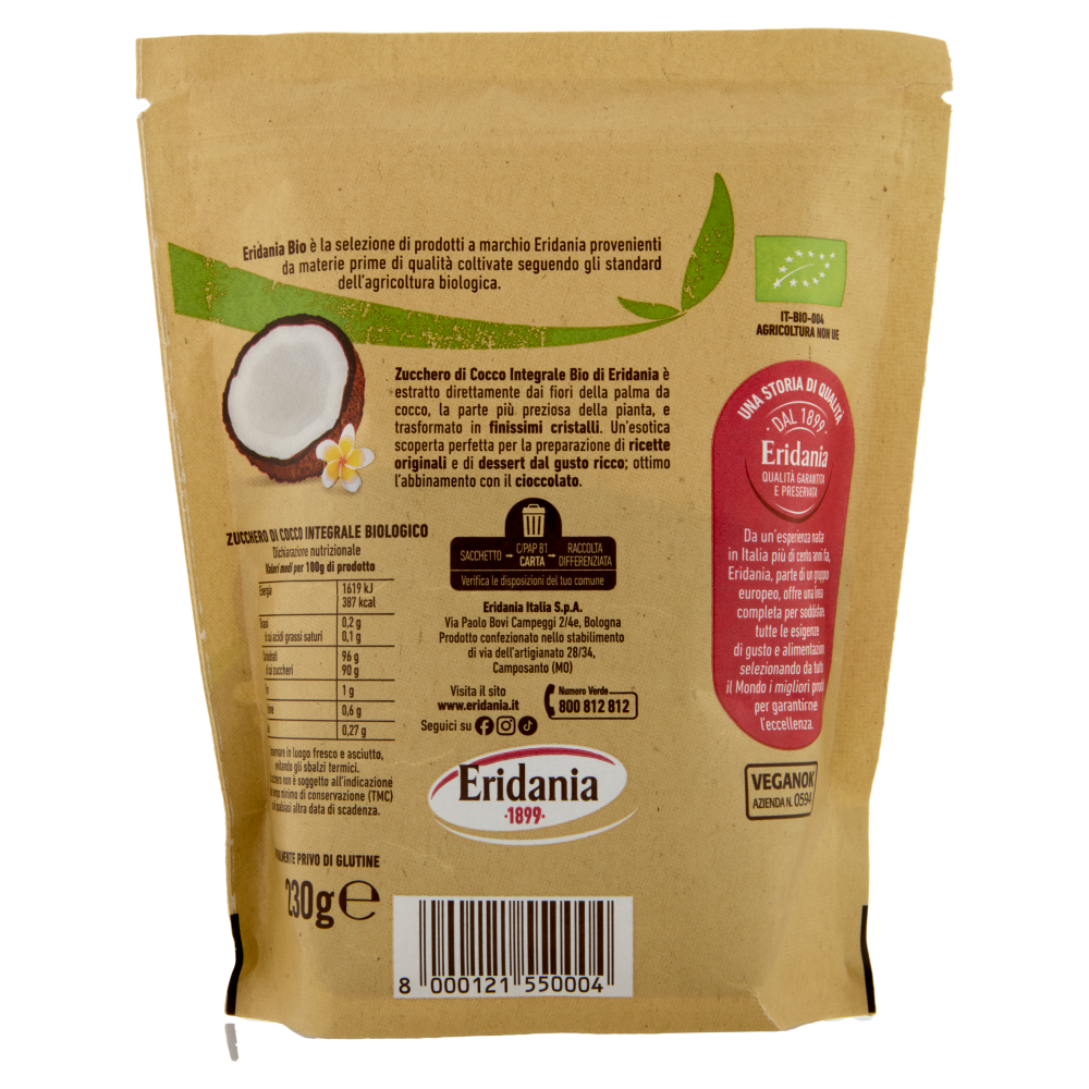Eridania zucchero di Cocco integrale Bio 230 g