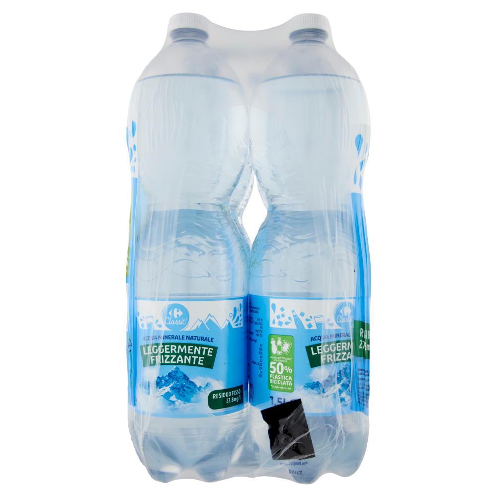 Carrefour Classic Leggermente Frizzante Acqua Minerale Naturale Monviso 6 x 1,5 L
