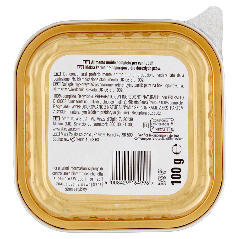 Cesar Natural Goodness Terrine Cibo Umido Cane con Manzo Fagiolini Carote e Mirtilli 100 g