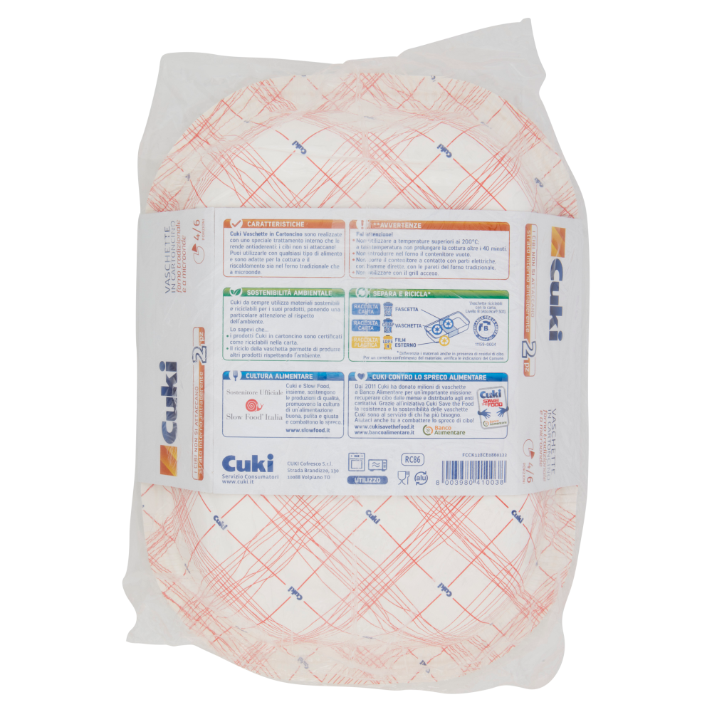 Cuki Cuoce Vaschette in Cartoncino 4/6 Porzioni 2 pz