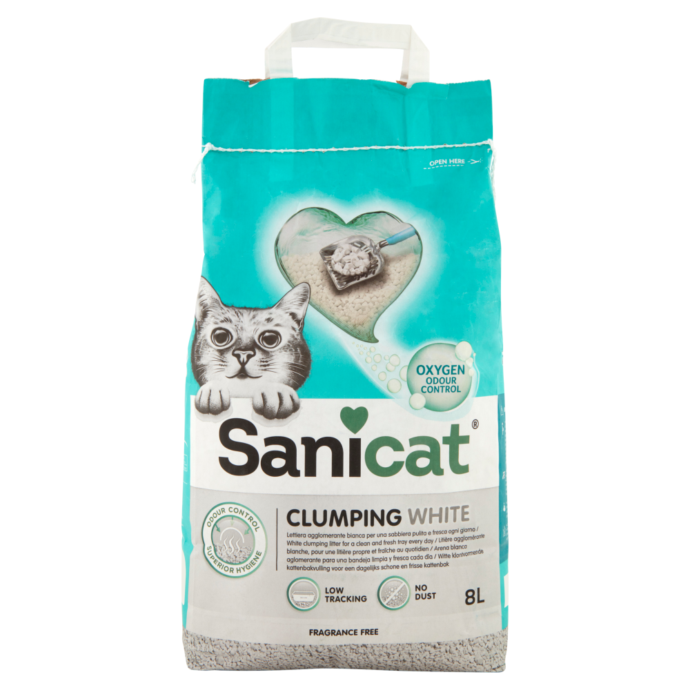 Sanicat Clumping White Lettiera agglomerante bianca 8 L