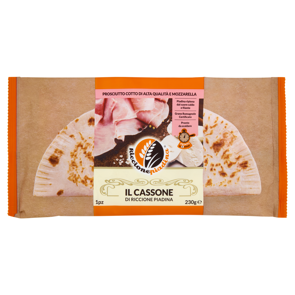 Riccionepiadina il Cassone di Riccione Piadina Prosciutto Cotto di Alta Qualità e Mozzarella 230 g