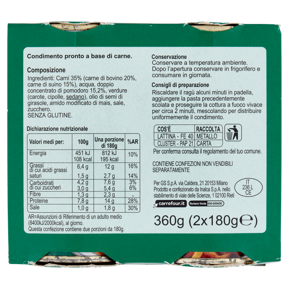 Carrefour Classic Ragù alla Bolognese 2 x 180 g