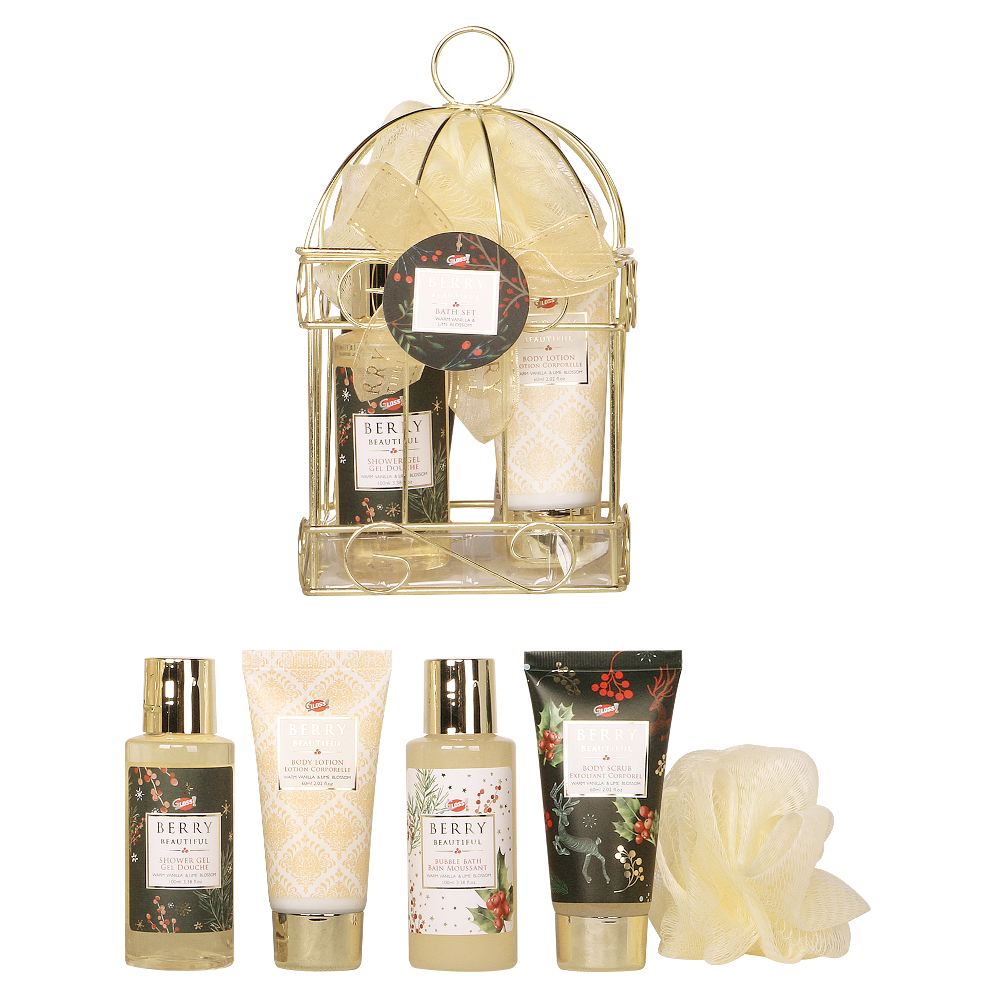 Metal Cage Bath Gift Berry Beautiful