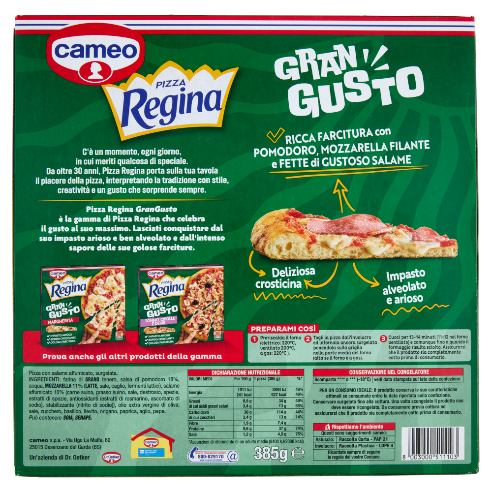 cameo Pizza Regina Gran Gusto Salame 385 g