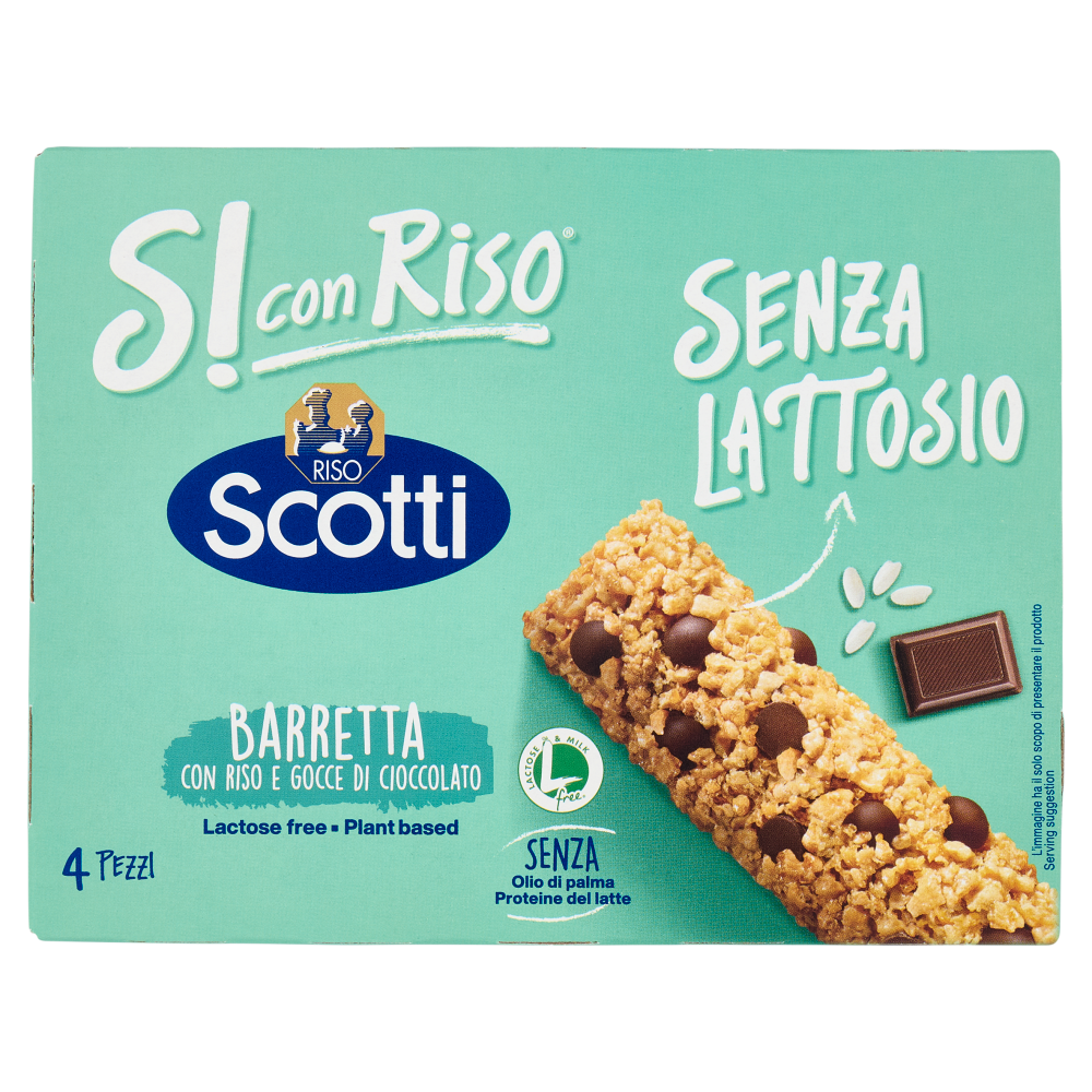 Riso Scotti Si con Riso Senza Lattosio Barretta con riso e gocce di cioccolato 4 x 21,5 g