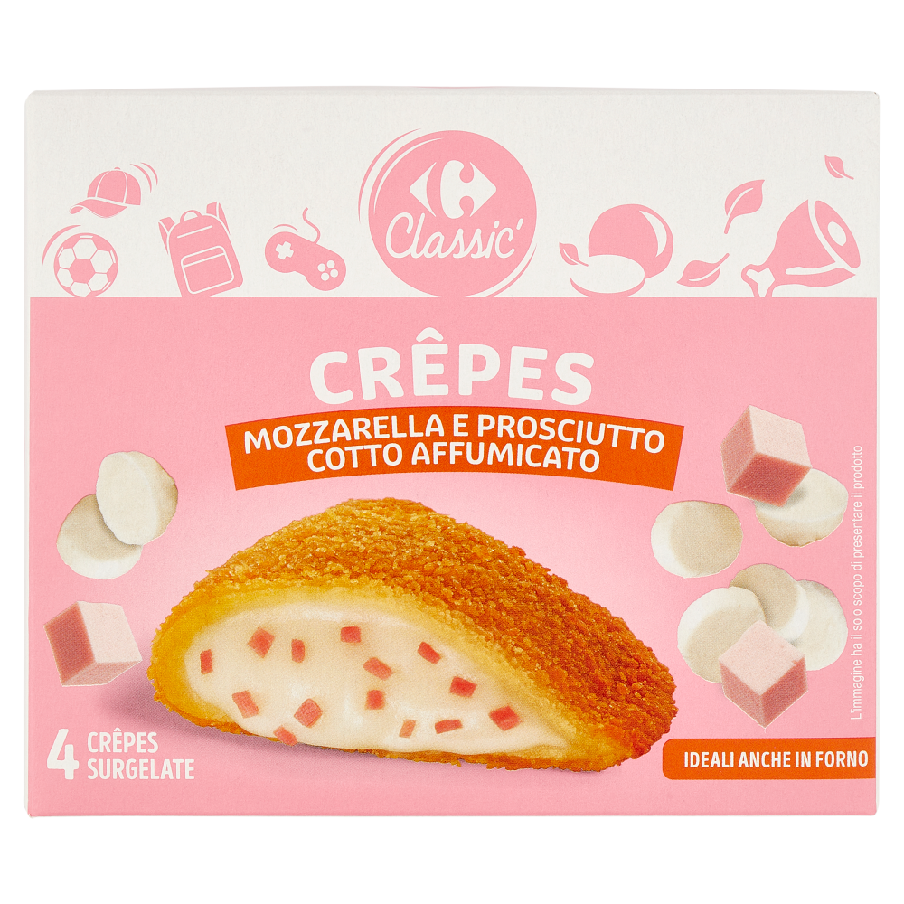 Carrefour Classic Crêpes Mozzarella e Prosciutto Cotto Affumicato 4 x 62,5 g