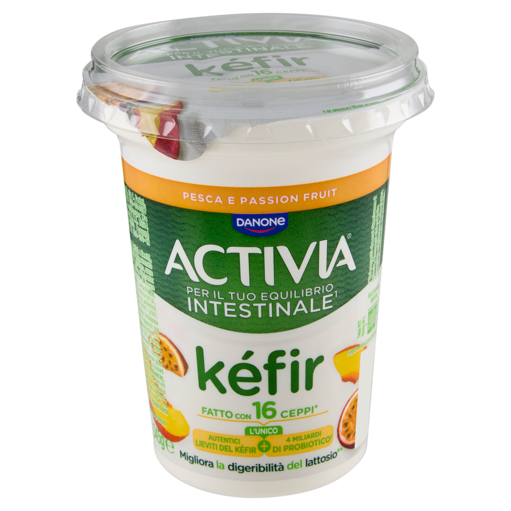 ACTIVIA K&eacute;fir al Cucchiaio, Pesca e Passion Fruit, con Autentici Lieviti e Probiotico Bifidus, 345g