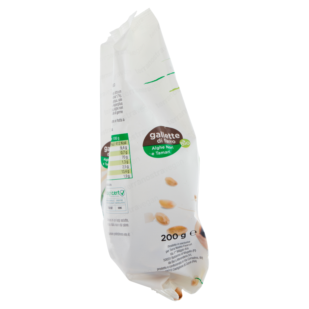 Terranostra Vegan Linea Forneria Bio gallette di farro Alghe Nori e Tamari 200 g