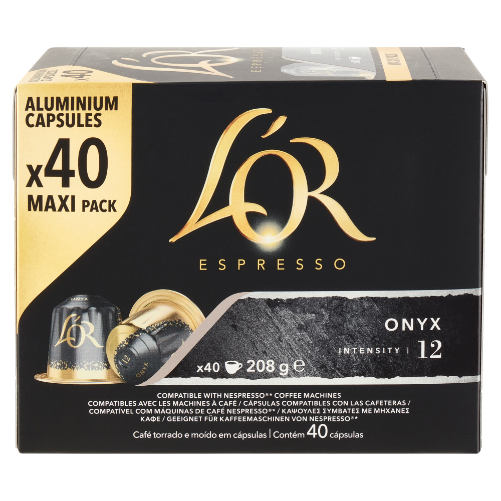 L'Or Espresso Onyx 12- 40 Capsule Caff&egrave; Compatibili con Macchine Nespresso*&reg; Original 208g